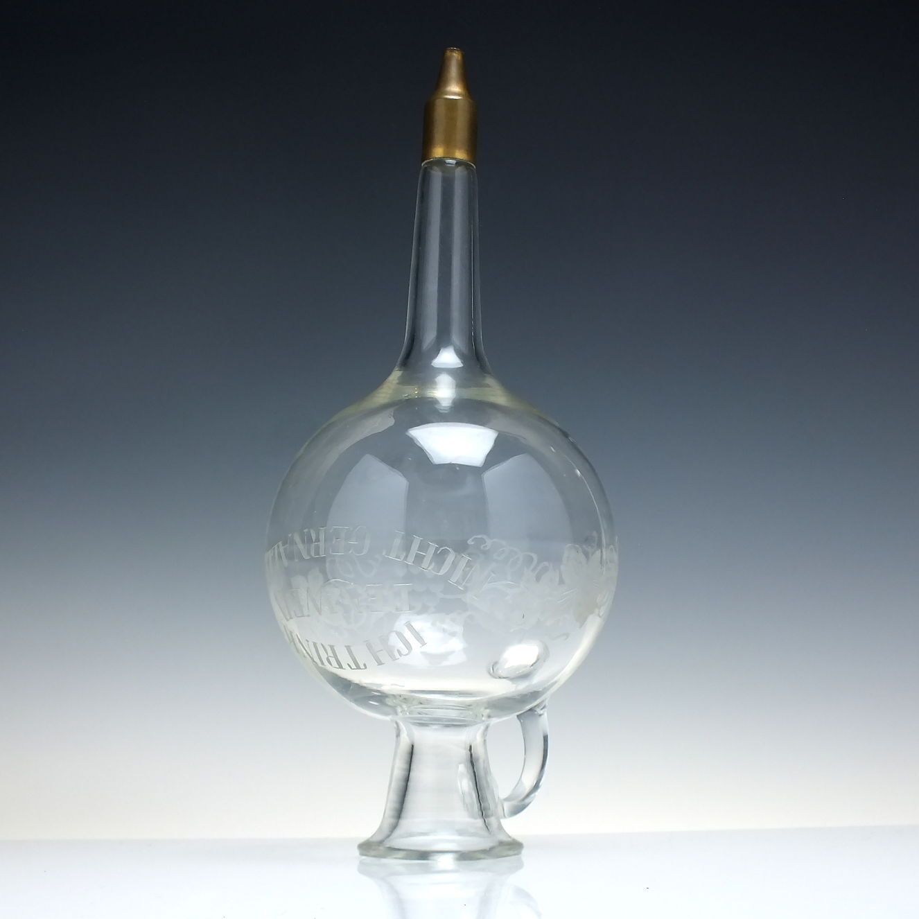 Exceptional Art Nouveau Wrought Iron Engraved Glass Wine Carafe Dispenser C1900 photo buy