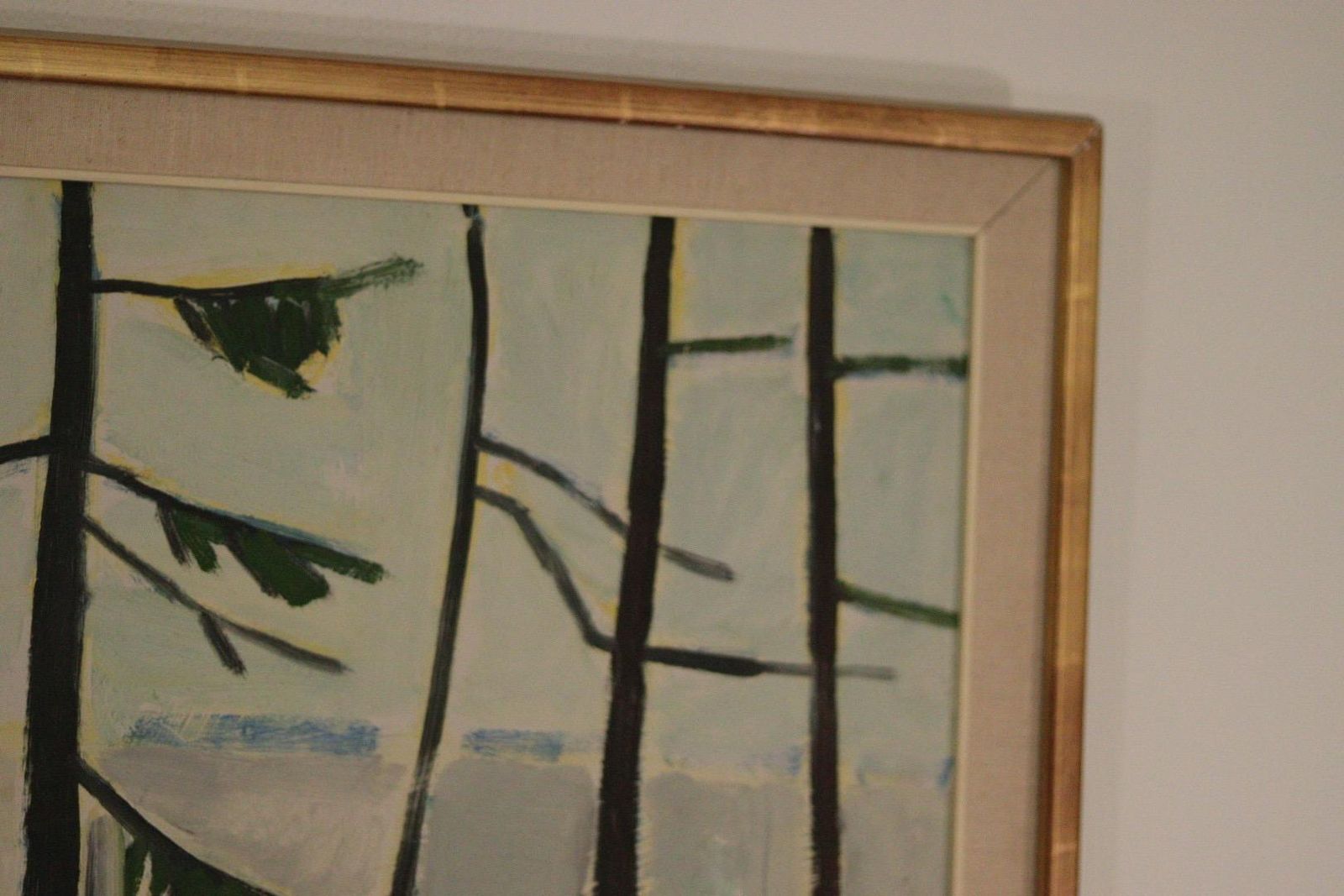 745.0 Original Mid Century Swedish Oil On Panel– “Winter Day In The Garden” By Kåge Liefwendal 1960s, Signed & Framed 102 × 60 Cm (40.2" × 23.6") photo
