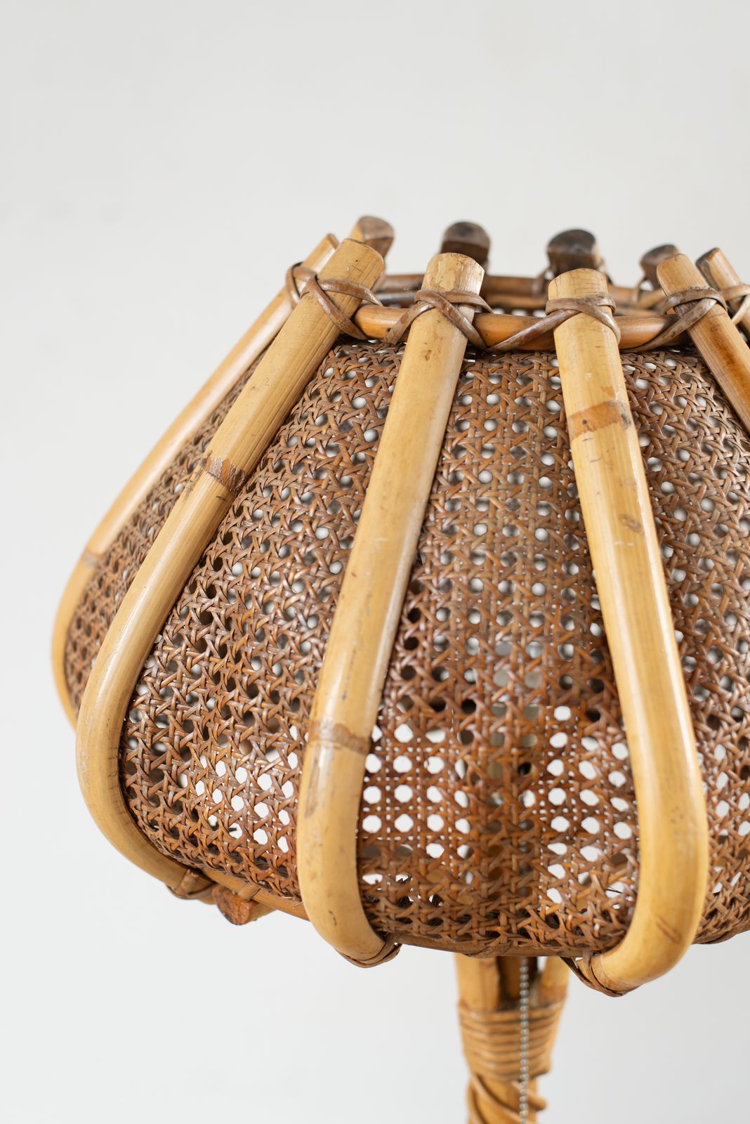 Mid Century Cane And Rattan Floor Lamp, Spain C1960. photo 774.0