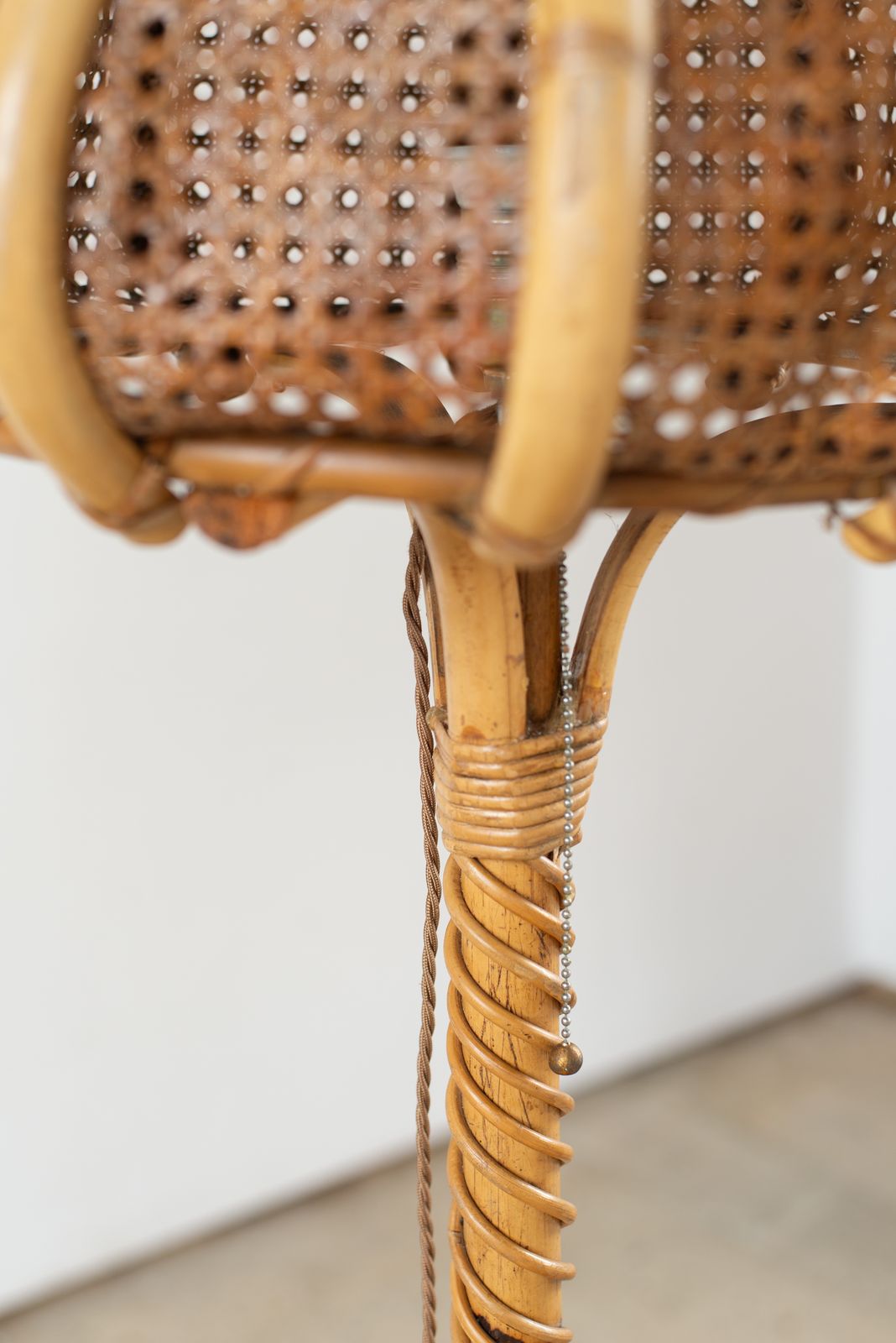 Mid Century Cane And Rattan Floor Lamp, Spain C1960. photo vinterior