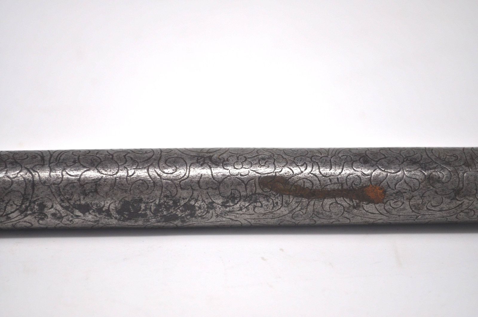photo for sale Antique Tibetan Iron Document Holder, 16th 17th Century, Parcel Gilt Scrollwork Pen Case, Rare Himalayan Antiquity Collector Gift