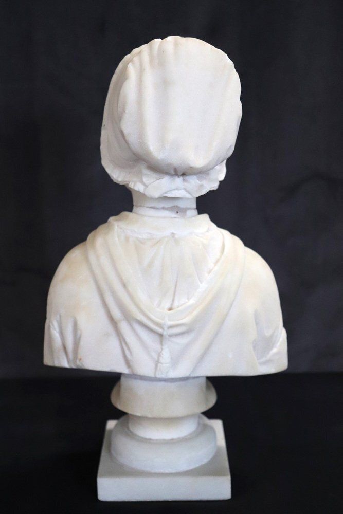 Bust Of A Lady, 19th Century, White Marble Sculpture photo for sale
