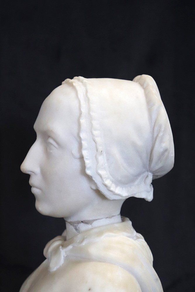 Bust Of A Lady, 19th Century, White Marble Sculpture photo buy