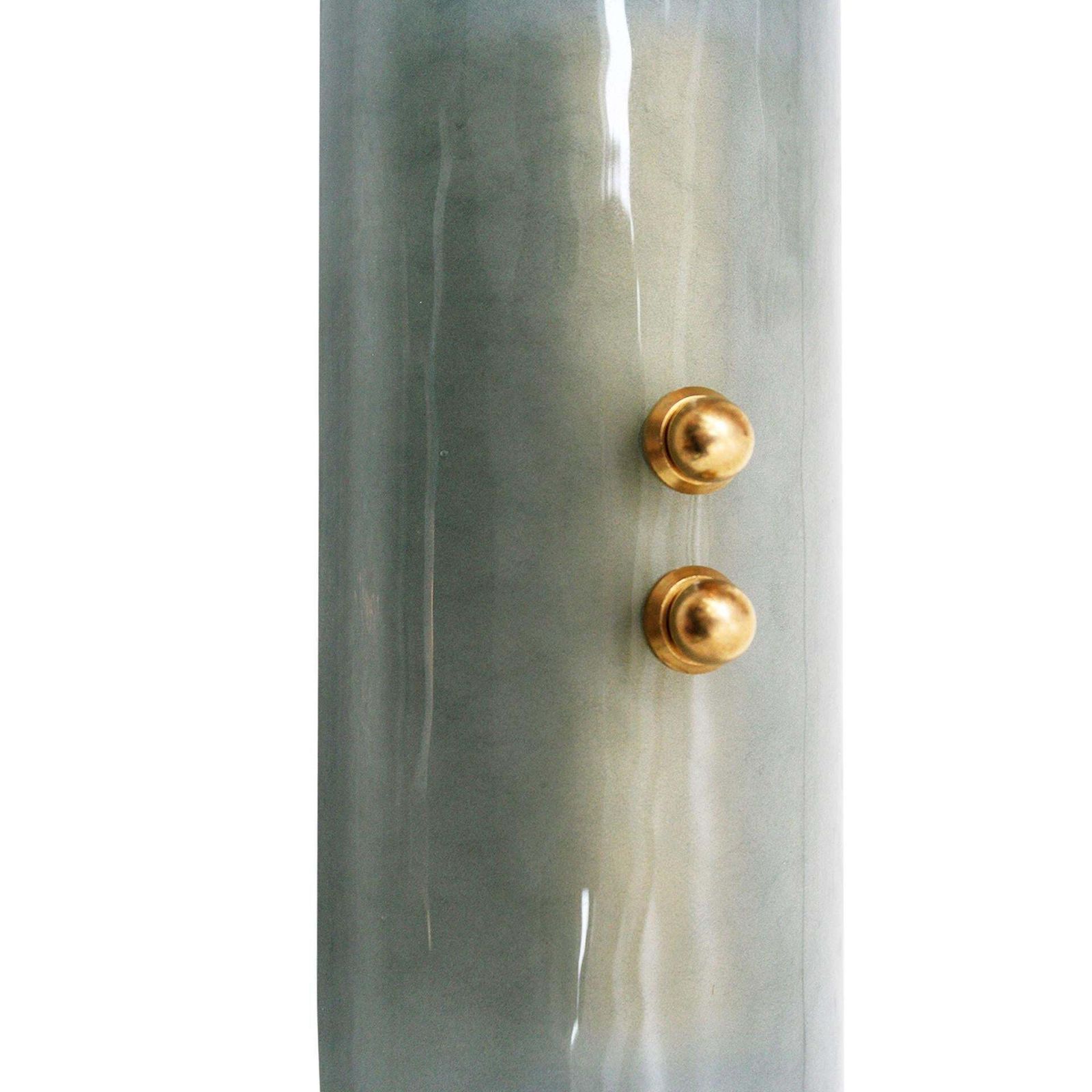 Pair Of Green Murano Glass Wall Sconces With Brass Structure photo vintage