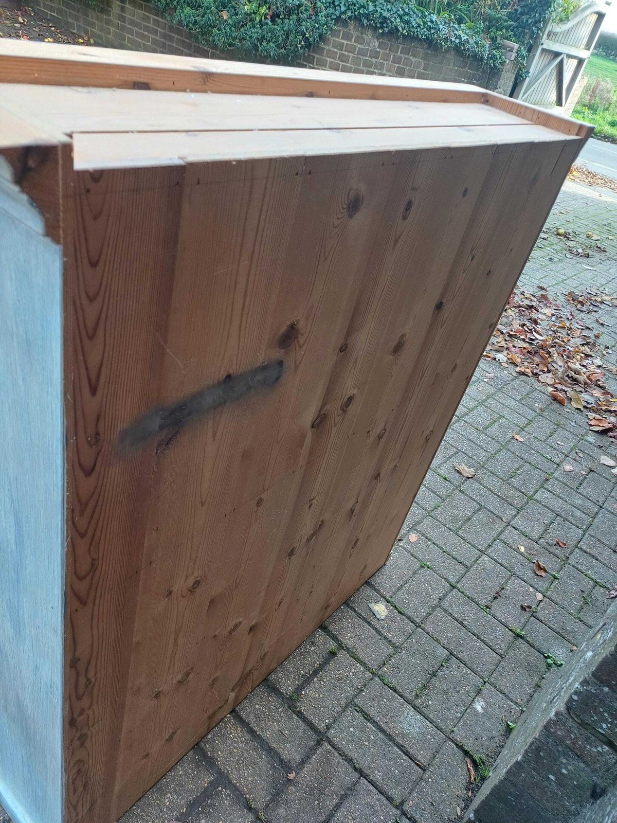 photo buy Rustic Pine Dresser Top Wall Shelf With Drawers Hand Painted Blue Distressed Finish Country Cottage Kitchen Storage Unit