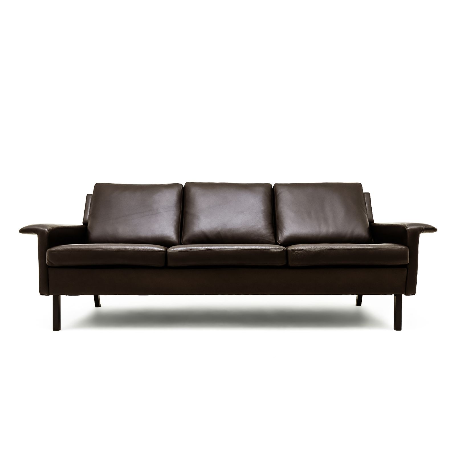 Danish Mid Century 1960s Model 3330 Arne Vodder 3 Seat Leather Sofa For Fritz Hansen