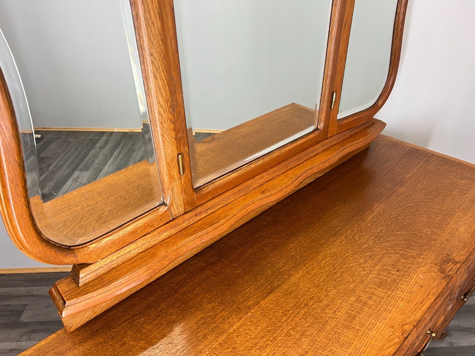 Vintage Dressing Table With Mirror French Oak Louis Vanity Table Makeup Lot 4517 photo for sale