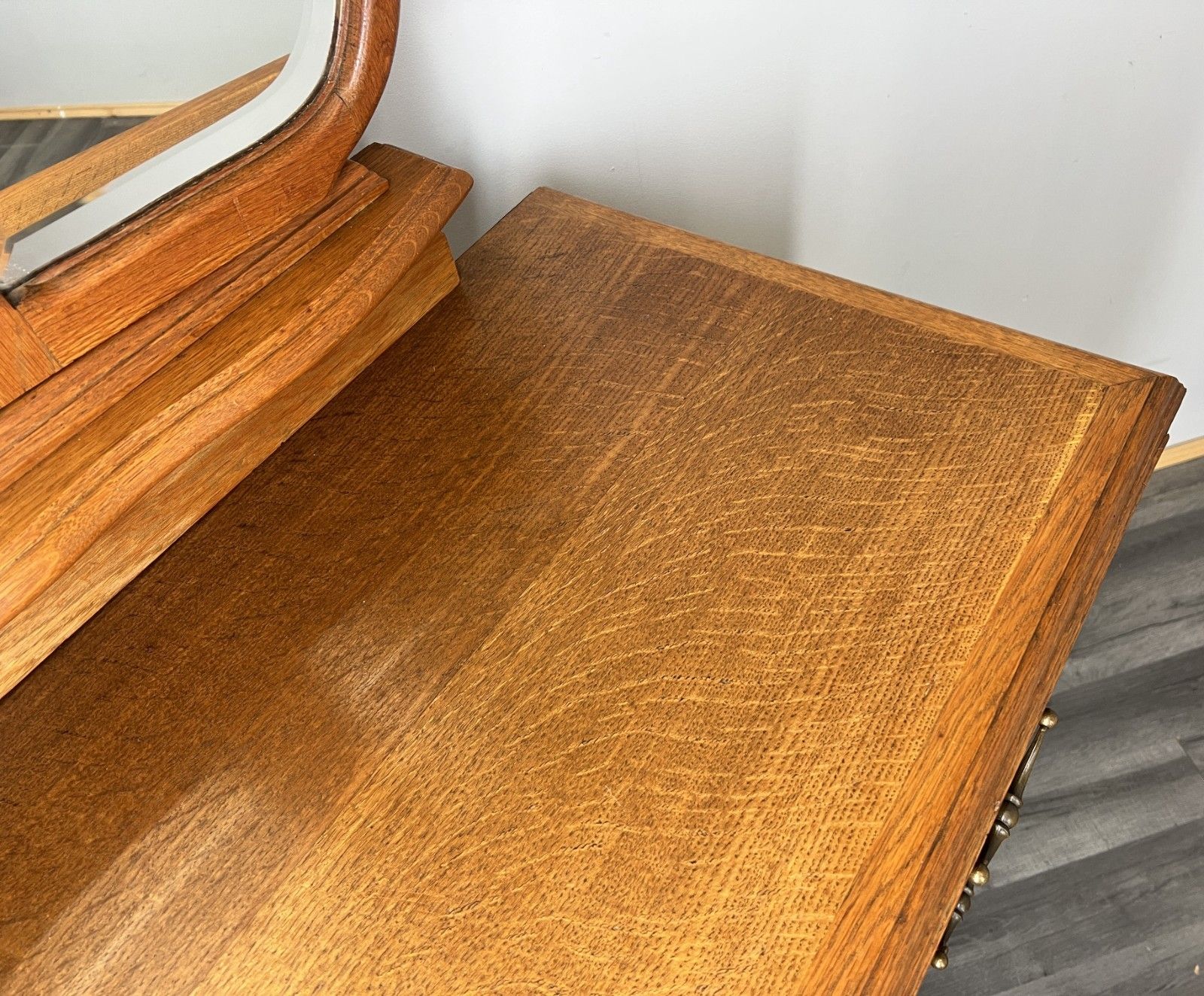 Vintage Dressing Table With Mirror French Oak Louis Vanity Table Makeup Lot 4517 photo vinterior