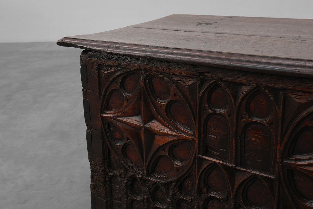 16th Century Gothic Carved Oak Chest, France photo furniture