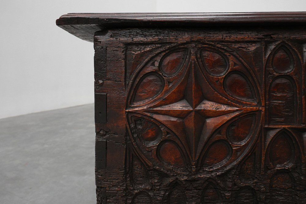 16th Century Gothic Carved Oak Chest, France photo Furniture