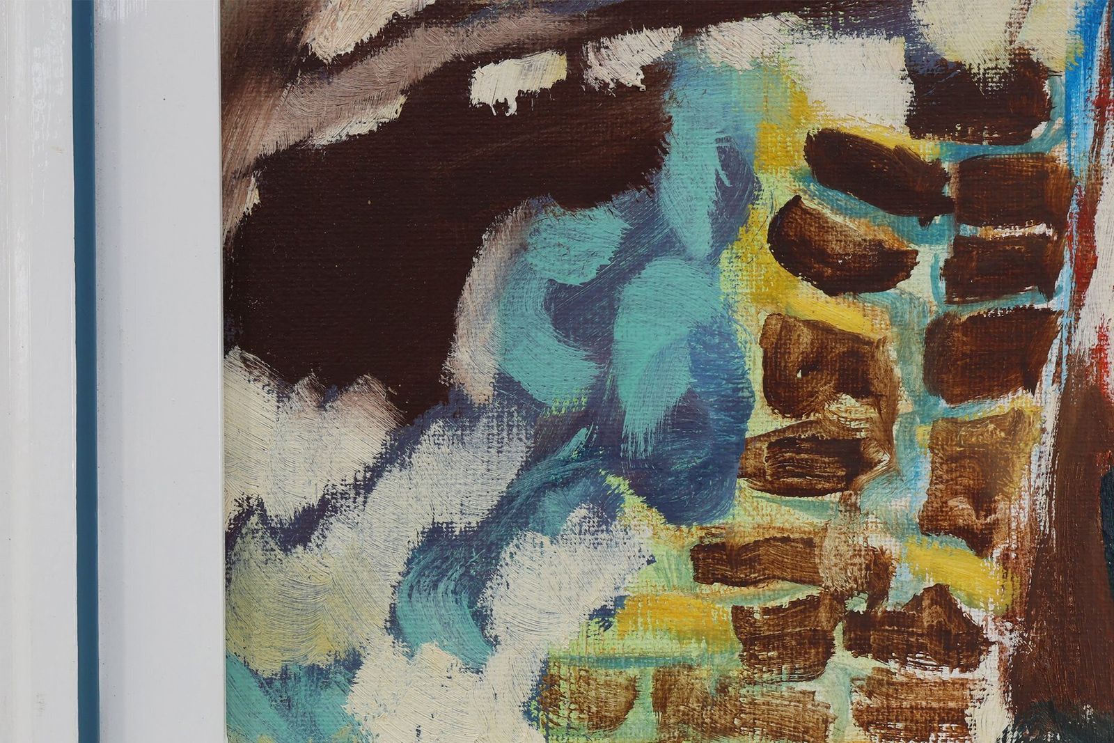 Belgian Artist, Modern Abstract Landscape, Oil On Canvas, 1982 photo vinterior