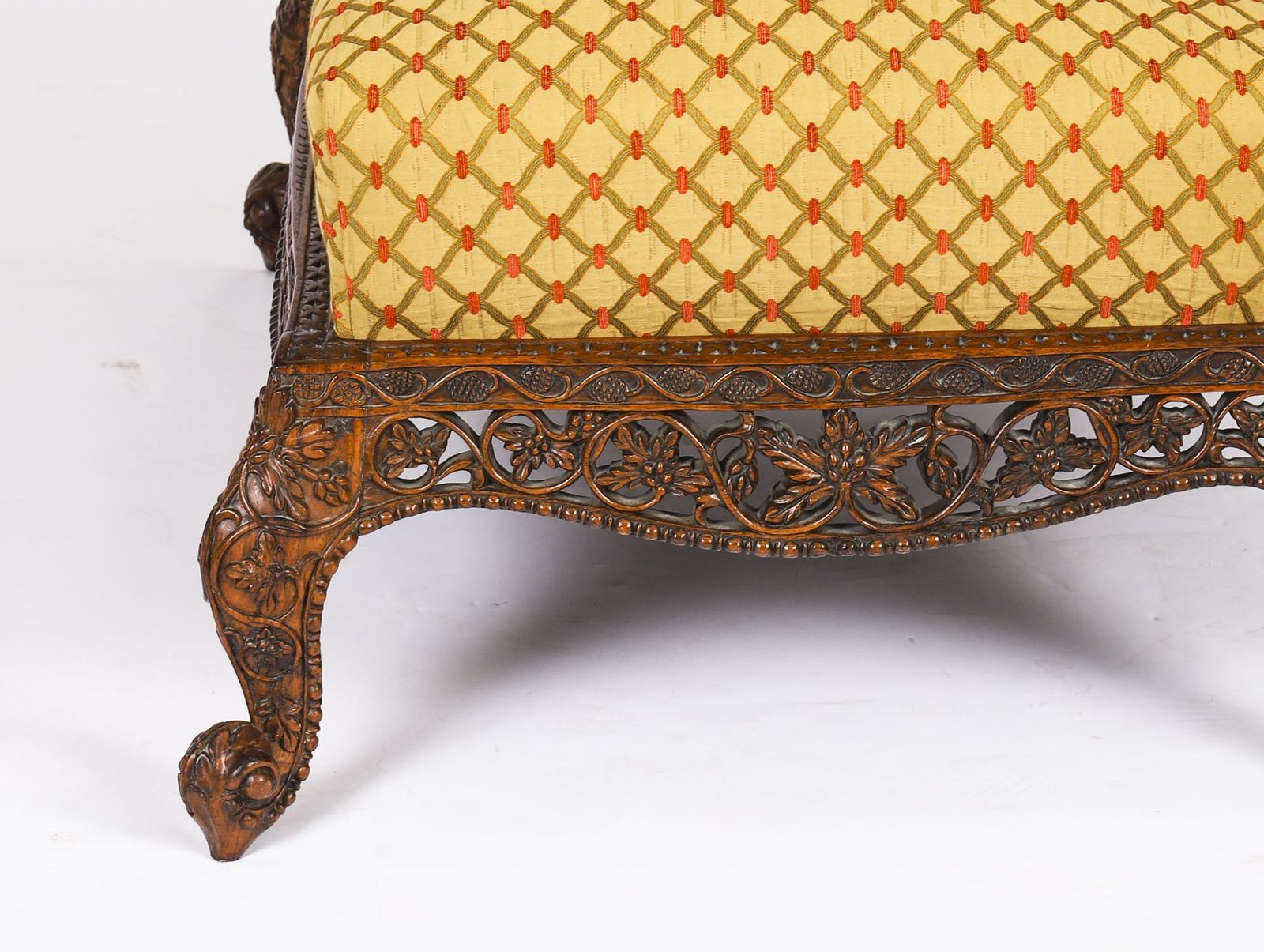 Furniture Antique Large Anglo Indian Stool 19th Century 95x75cm photo