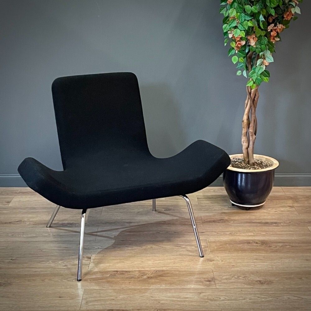 Vintage Gondola Armchair Chrome & Fabric By Bjorn Dahlstrom