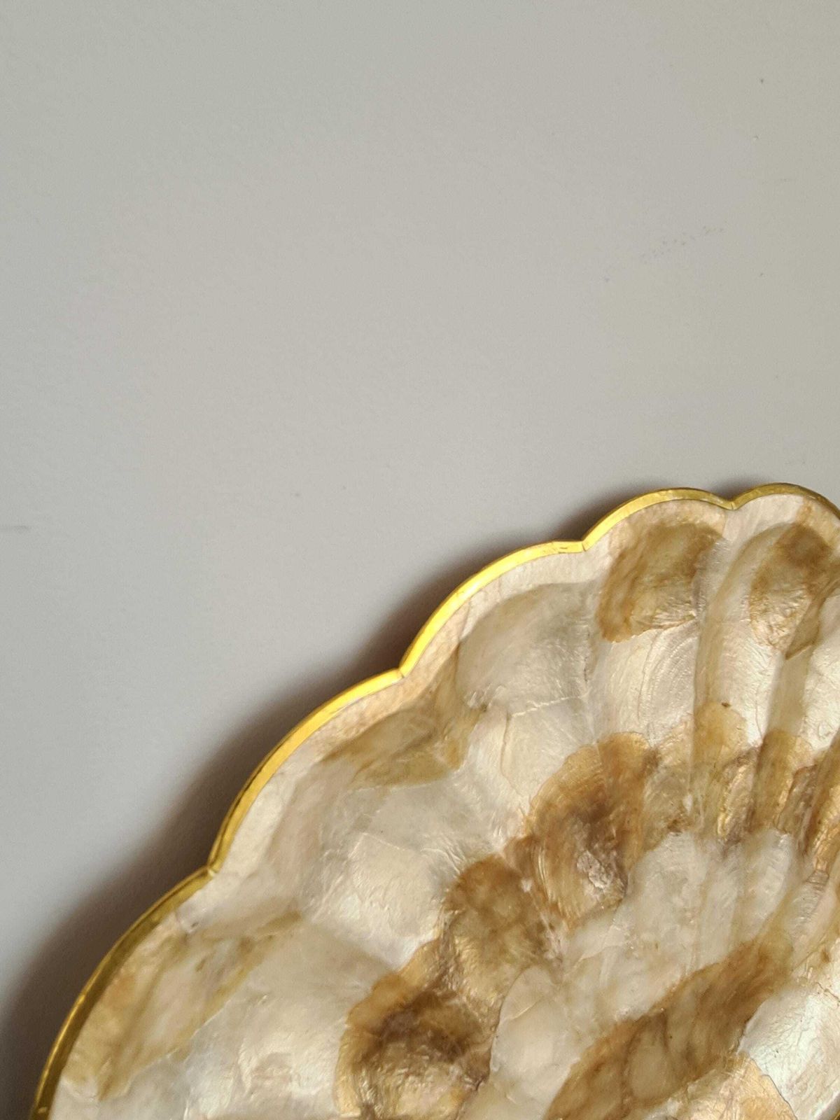 photo furniture Vintage Mother Of Pearl And Gold Plated Trinket Dish – 1970s Seashell Decorative Dish – Retro Chic Trinket Tray