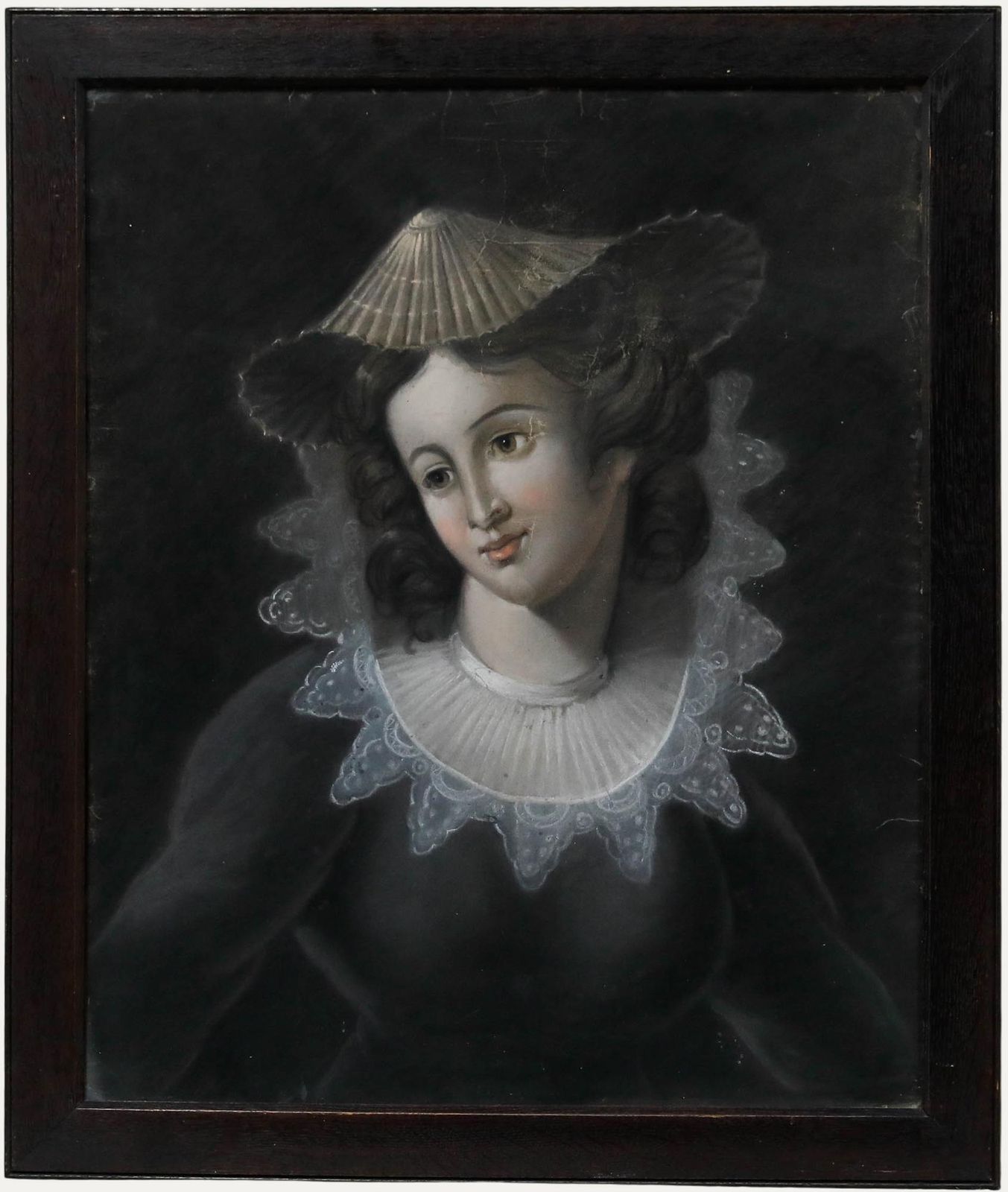 Framed Late 19th Century Pastel Portrait Of A Lady Wearing An Attifet