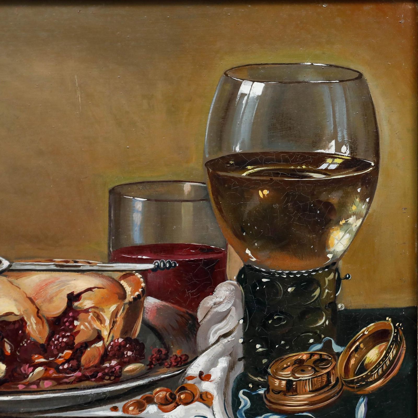Frederick Victor Bailey (1919 1997) Oil, Still Life With Wine & Berry Pie photo 350.0