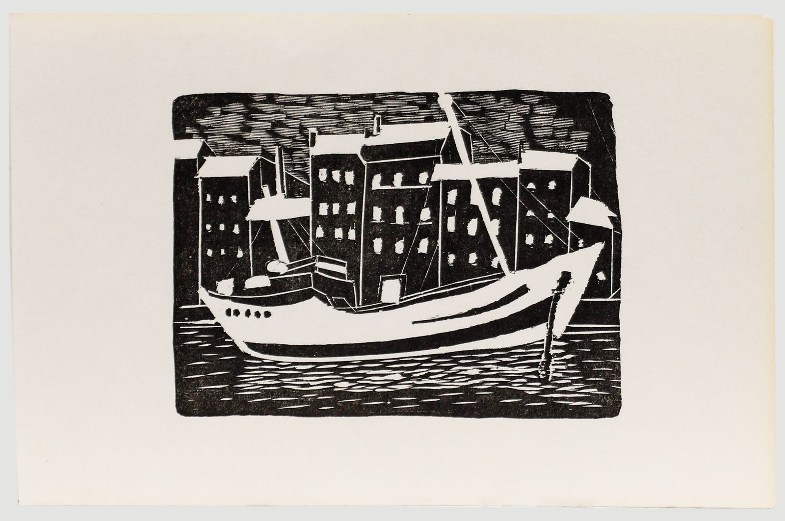 Albert Masri (1927 2020) Mid 20th Century Woodcut, Honfleur