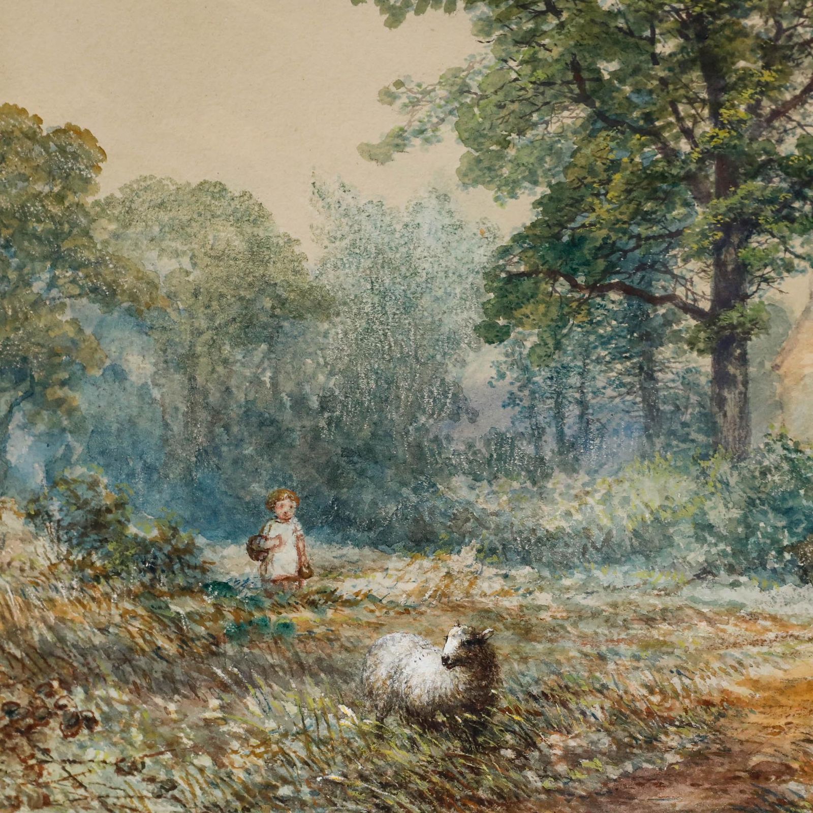 William Henry Vernon (1820 1909) Framed Watercolour, Watching The Flock photo Art