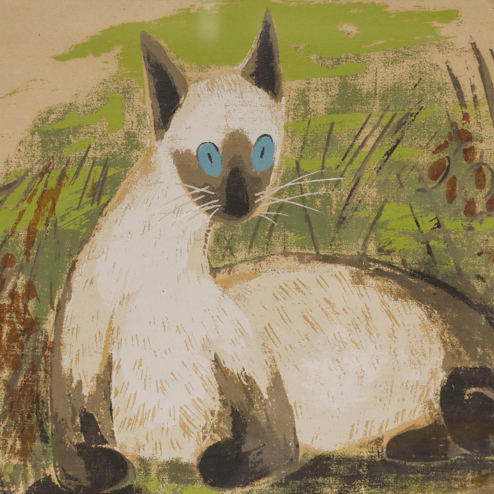 Marion T. Gatrell (1909  1984) Mid 20th Century Silkscreen, Siamese Cat photo Art