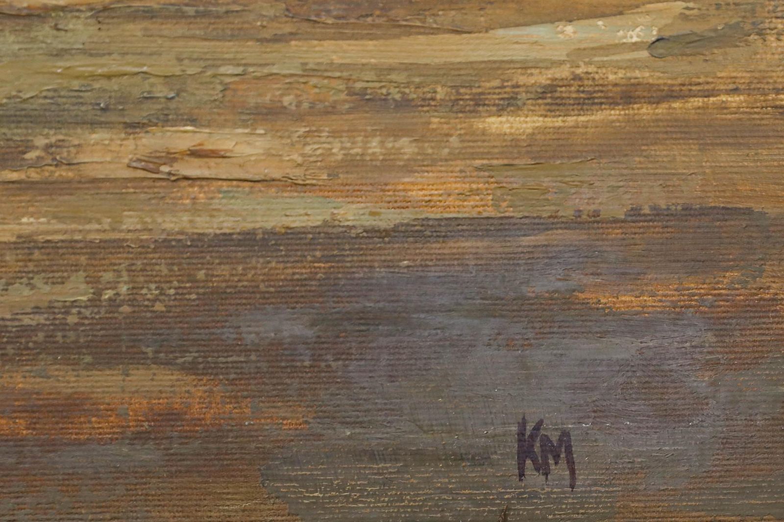 K.M Framed 20th Century Oil, Bringing The Boats Ashore photo buy