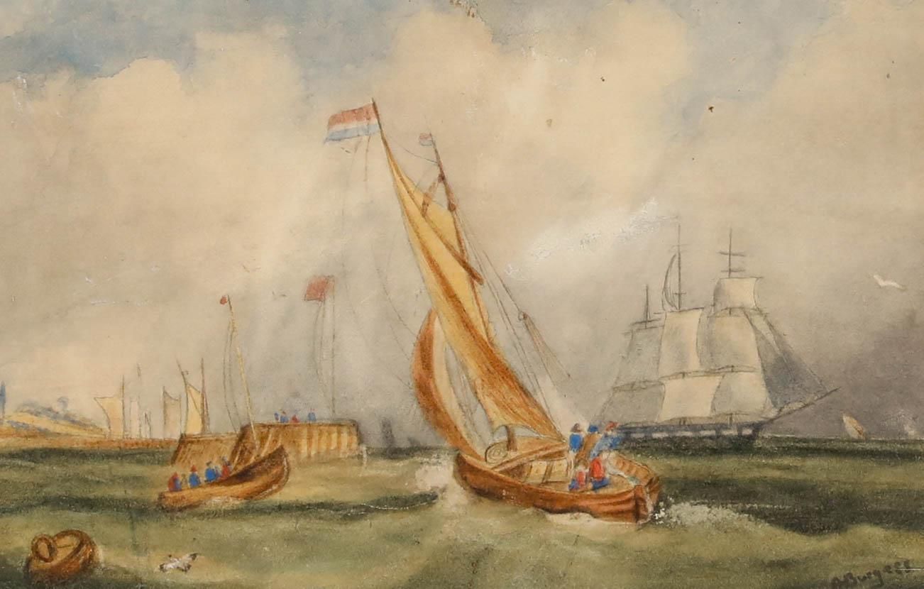 A. Burgess Framed Late 19th Century Watercolour, Netherlands Navy At Sea photo furniture