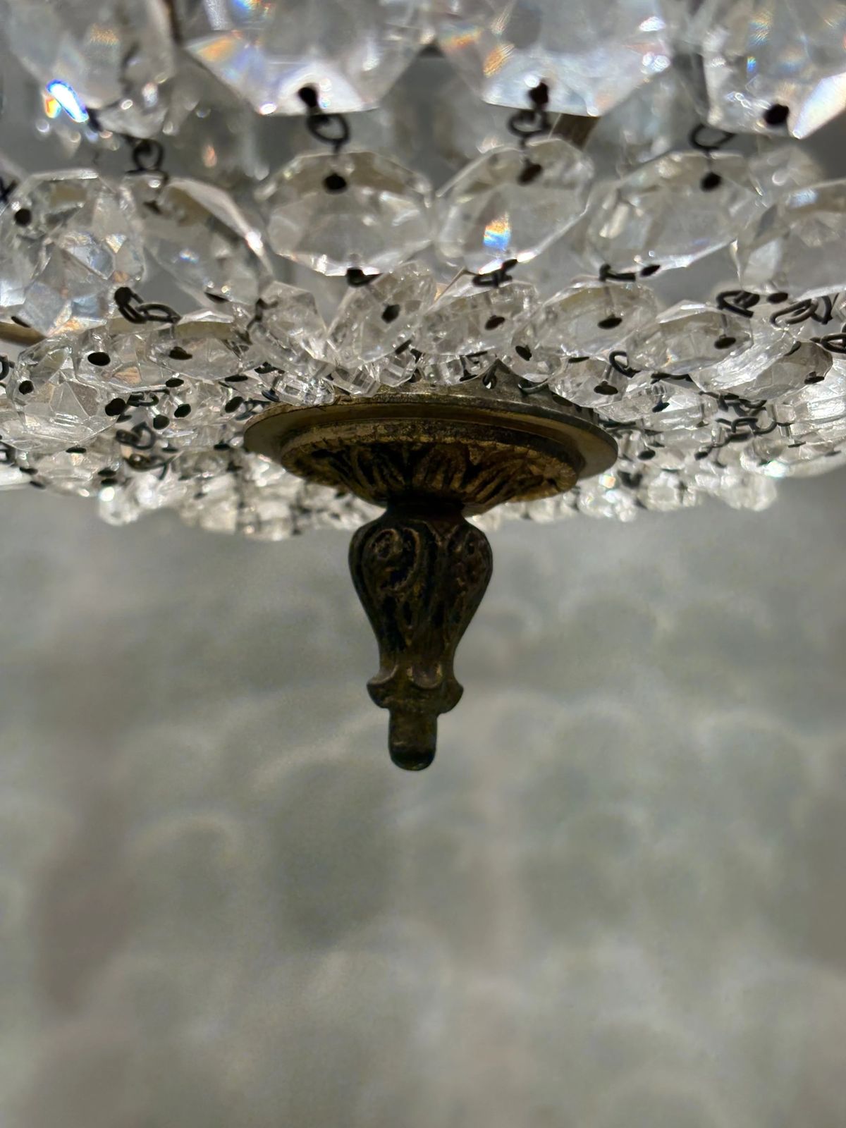Italian Empire Style Chandelier In Gilt Brass And Bohemian Crystal photo buy