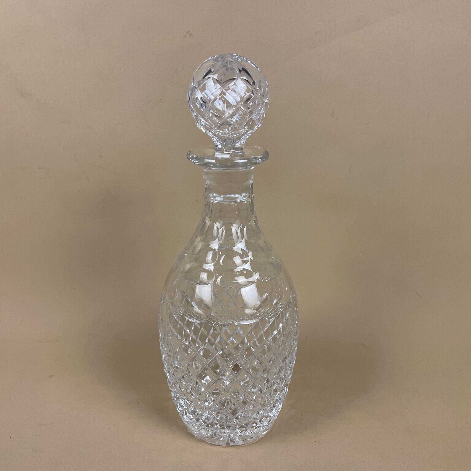 Vintage Glass Drink Decanter Cut Glass Crystal Whisky Display Triple Neck Bottle Retro Antique Lid Top Lidded Cap Drinks Trolly Funnel photo for sale
