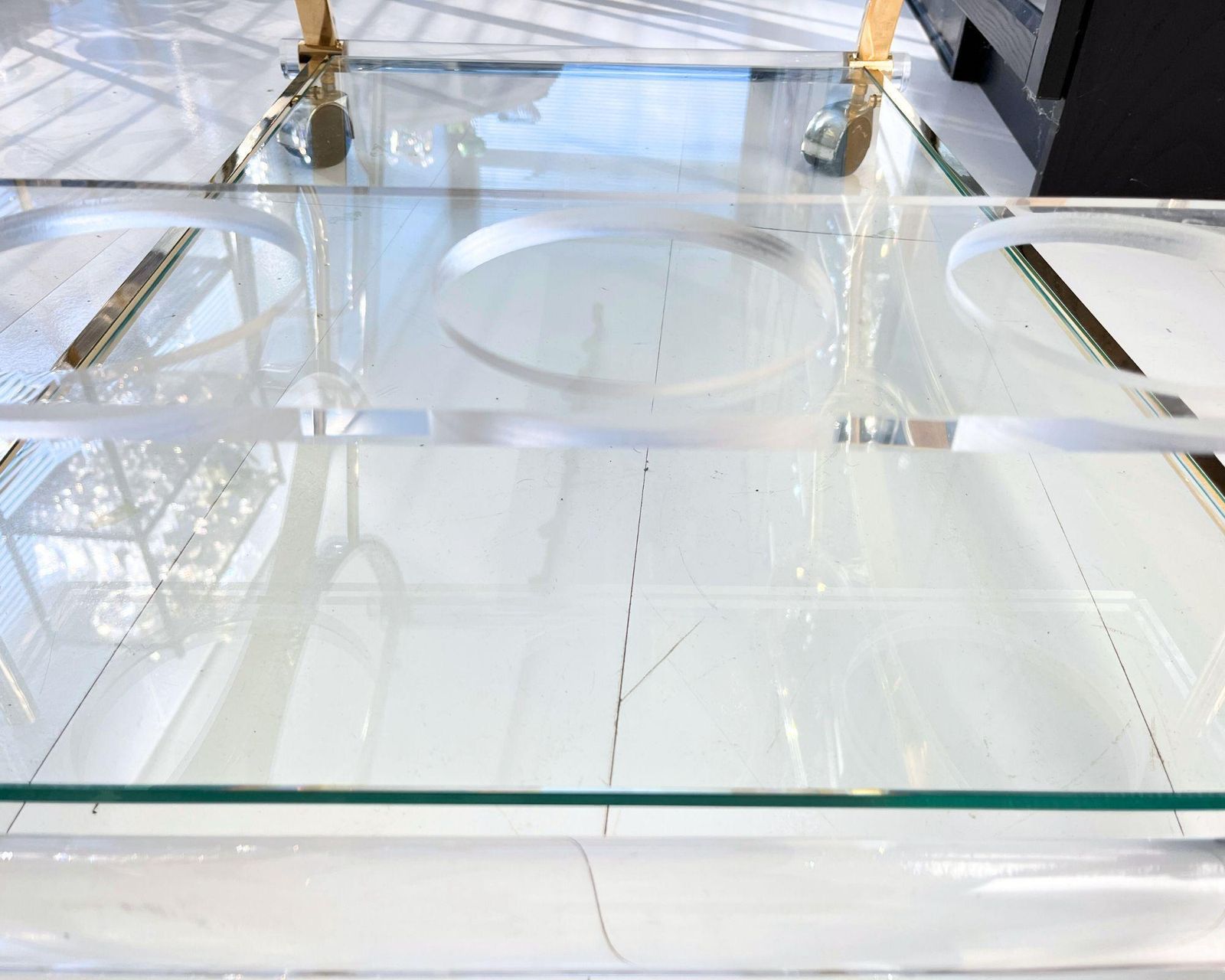 Lucite Barkar Goud | Plexiglas & Glas Trolley | 1970 photo buy