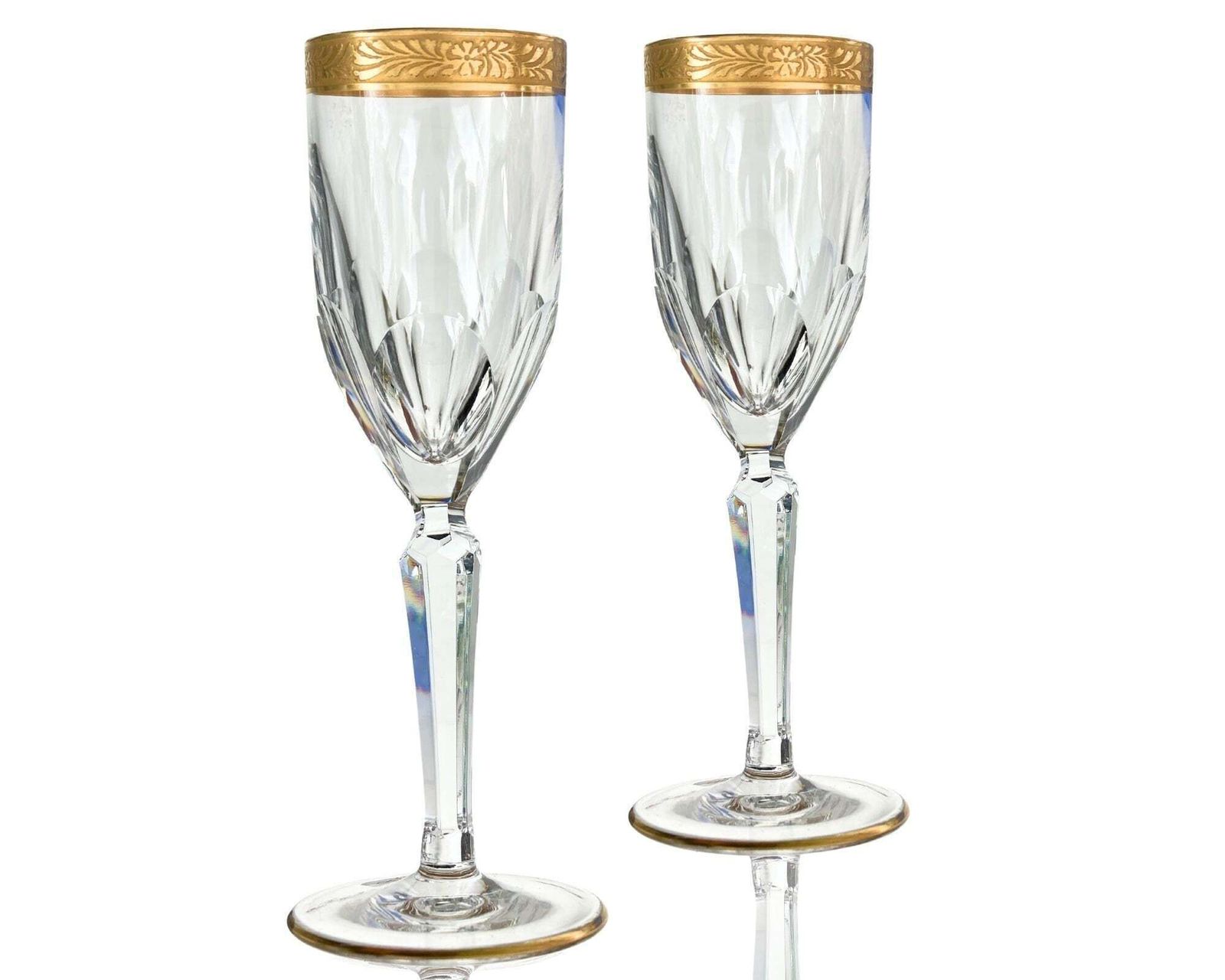 Crystal Champagne Glasses | 2pcs Flutes | Lady Hamilton Moser, Oertel photo for sale