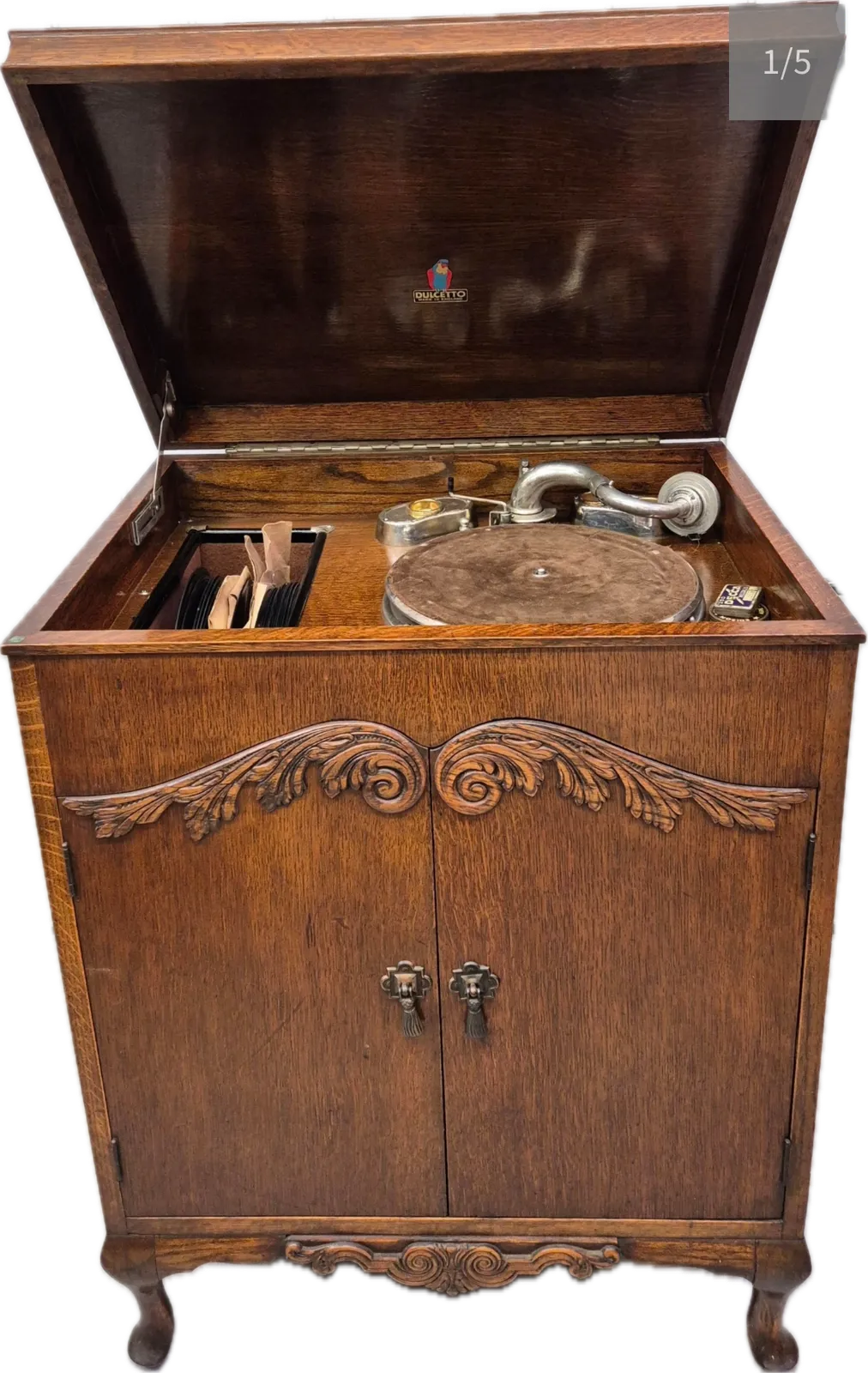 1930s Oak Gramophone Cabinet By Dulcetto