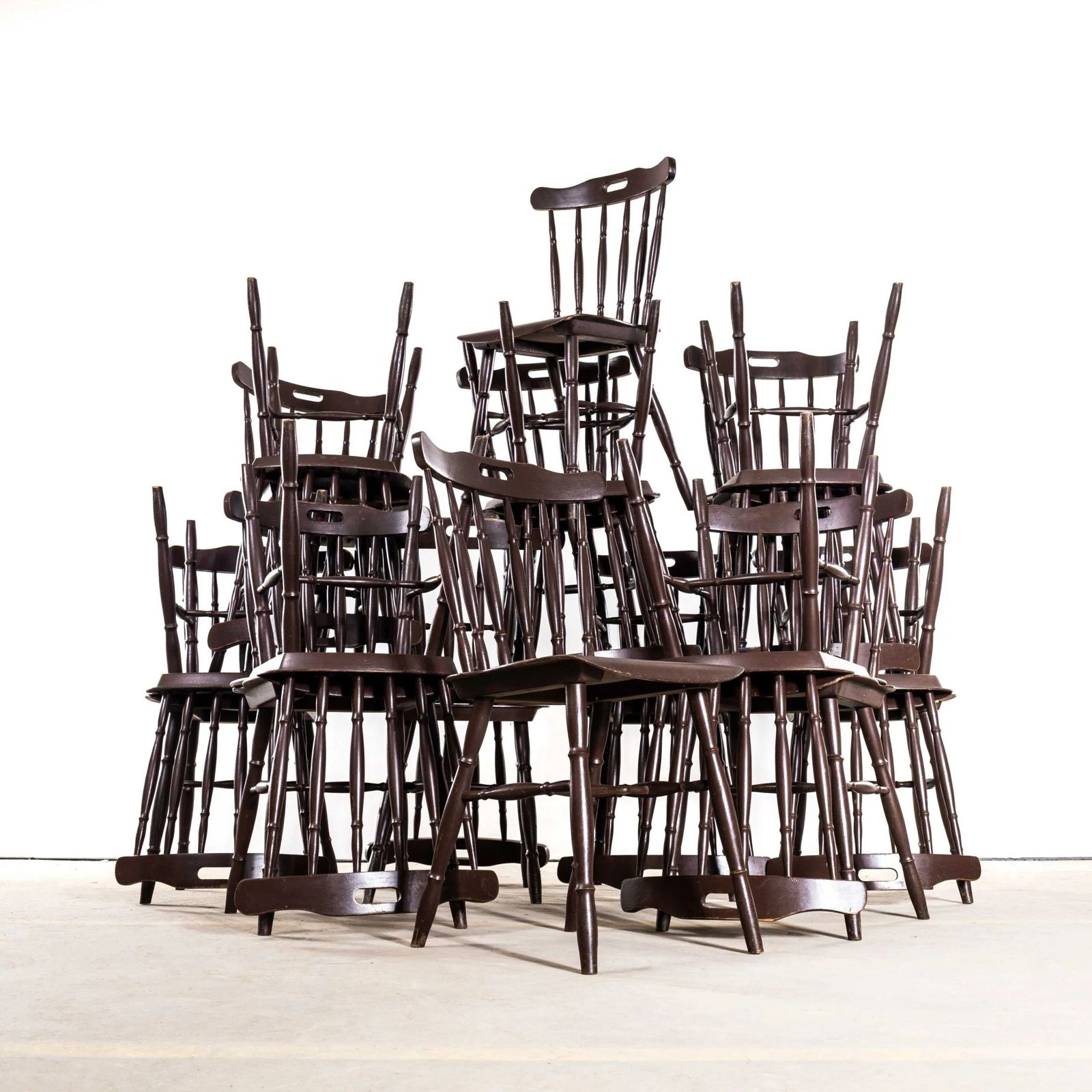 1950’s Turned Coloured Spindle Back Dark Dining Chair
