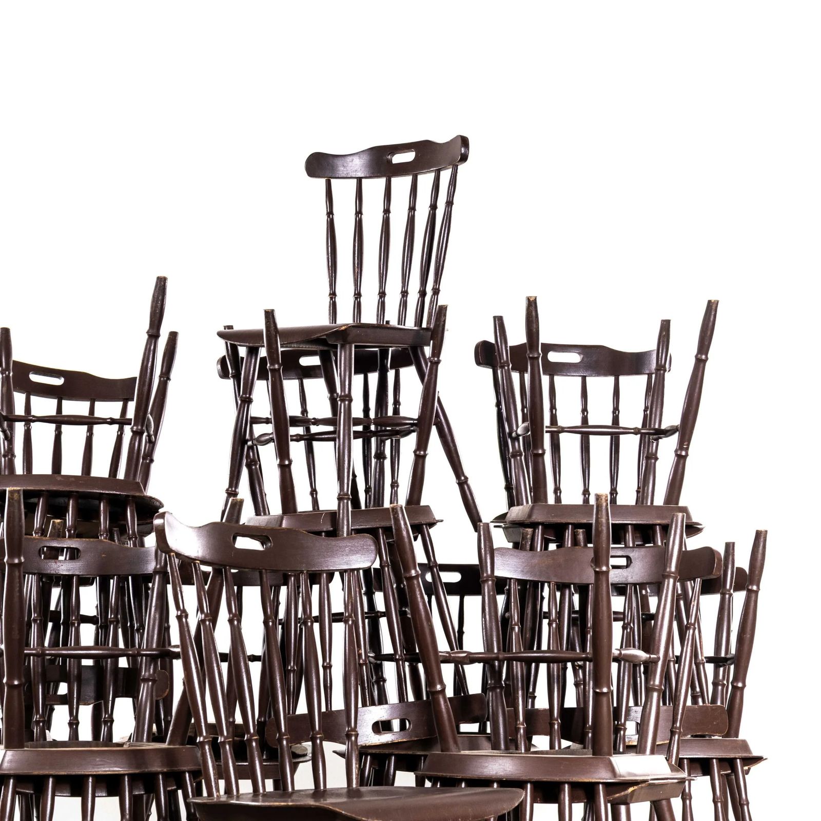 1950’s Turned Coloured Spindle Back Dark Dining Chair photo Furniture