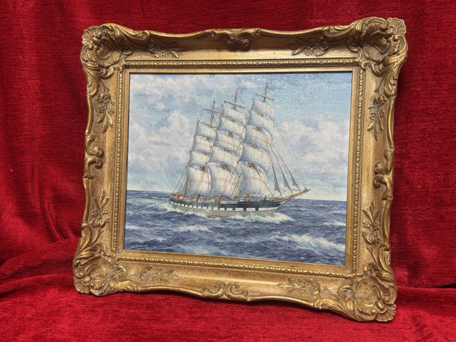 Baroque Sailing Vessel Ross Shire Clipper Ship Oil Painting On Canvas J C Burnie photo vinterior