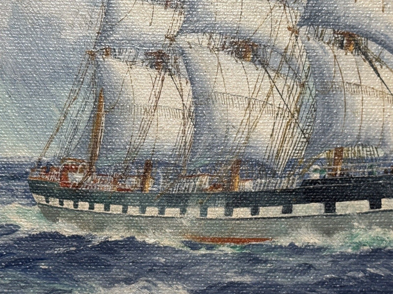 375.0 Baroque Sailing Vessel Ross Shire Clipper Ship Oil Painting On Canvas J C Burnie photo