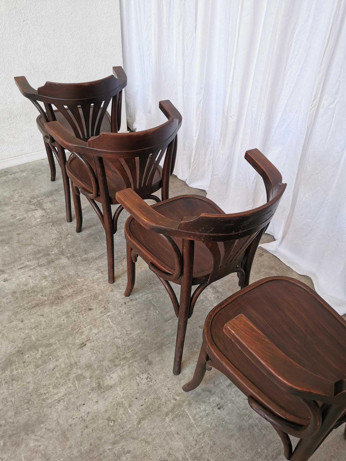 photo for sale Set Of 4 Vintage Bentwood Dining Chair: Mid Century Thonet Style Armchair