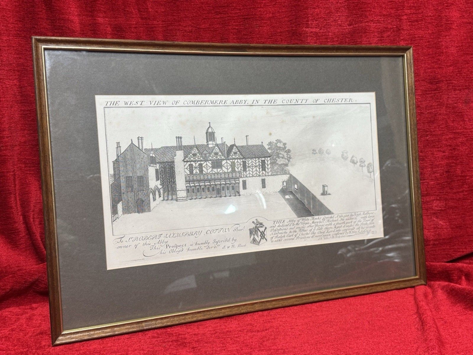 Combermere Abbey, Cheshire Antique Lithograph Print 1727 (1880) By Buck Brothers photo vintage