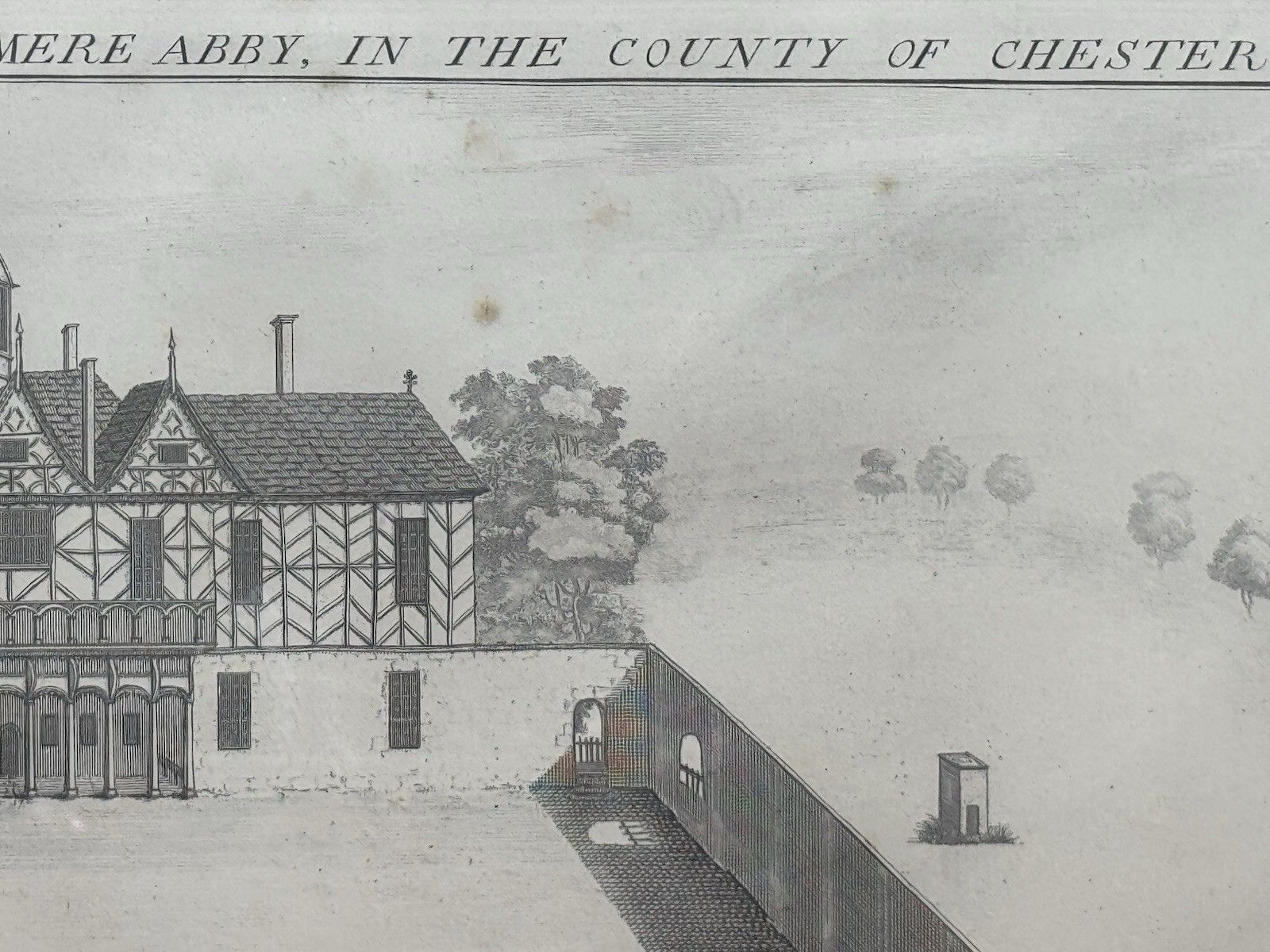 photo vintage Combermere Abbey, Cheshire Antique Lithograph Print 1727 (1880) By Buck Brothers