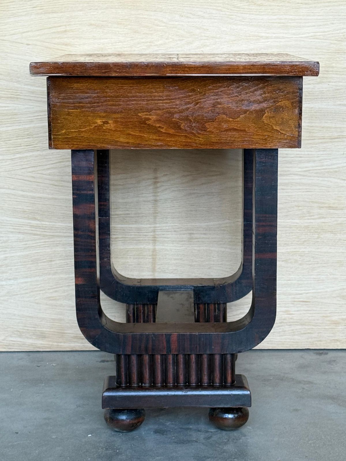 photo furniture Art Deco Sewing Stand Work Or Side Table Table With Black Ebonized Details