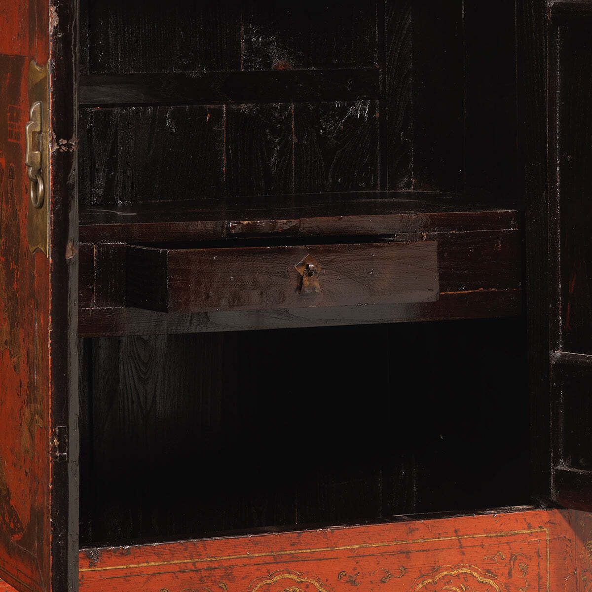 Mid Size Red And Gold Painted Cabinet photo vinterior