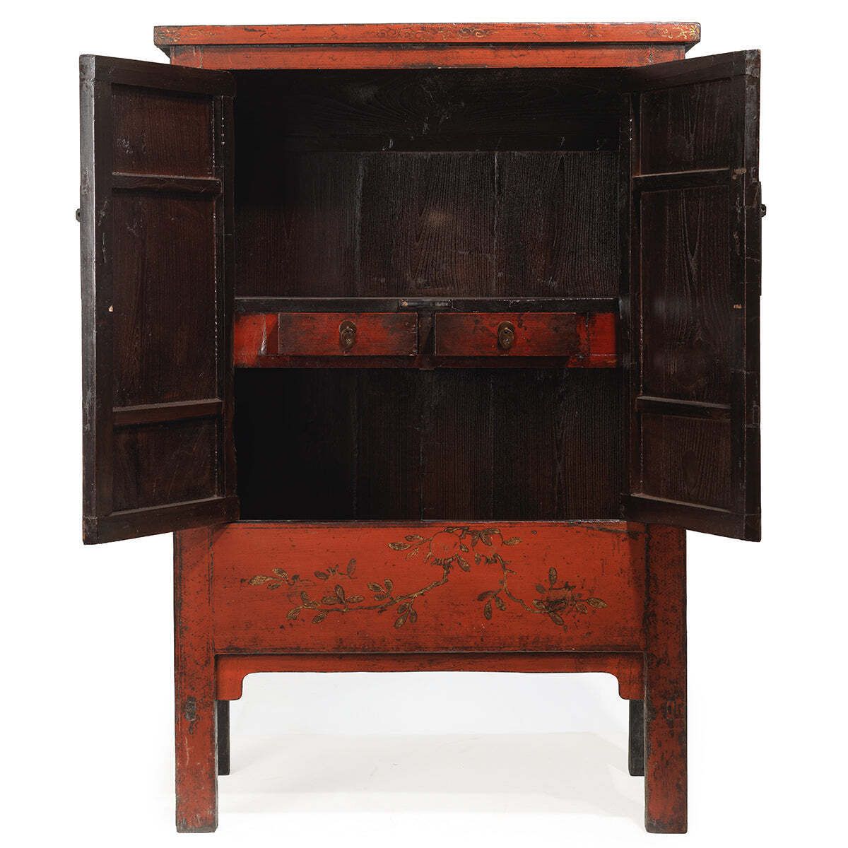 Red Lacquer Shanxi Cabinet With Gold Decoration photo Furniture