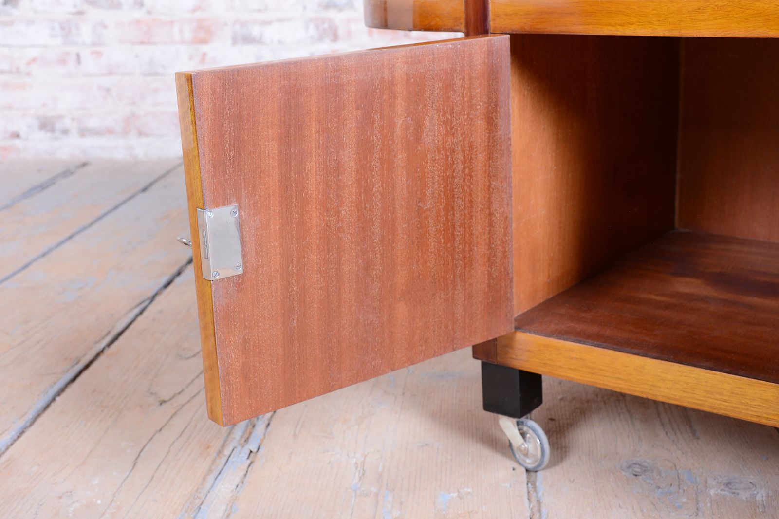 photo for sale Restored Art Deco Serving Trolley, Walnut, Glass, Repolished, Czech, 1920s