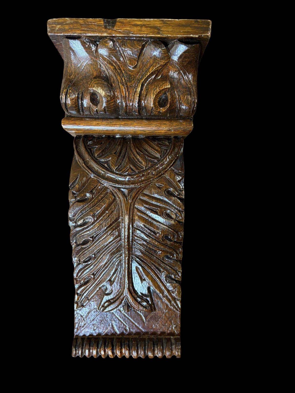 325.0 Set Of 18th Century Carved Oak Herm Mounts And Corbels photo