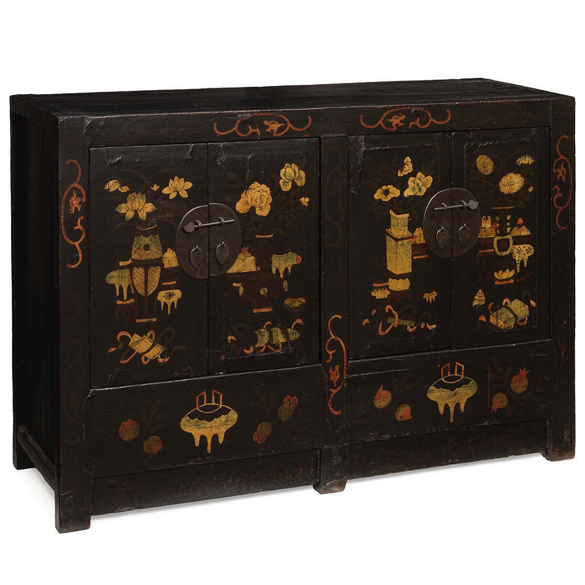 Black Painted Double Cabinet With Curios