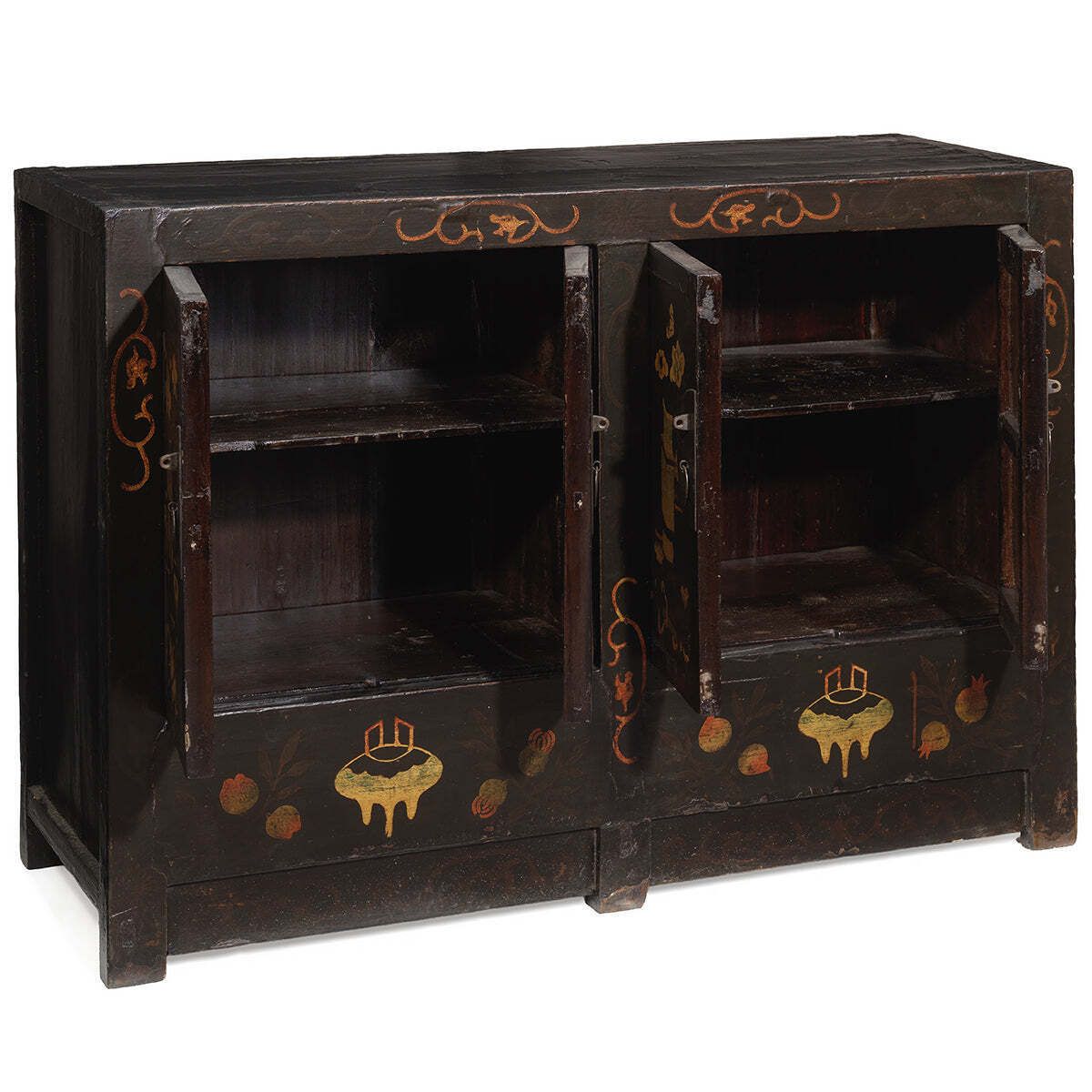 Black Painted Double Cabinet With Curios photo for sale