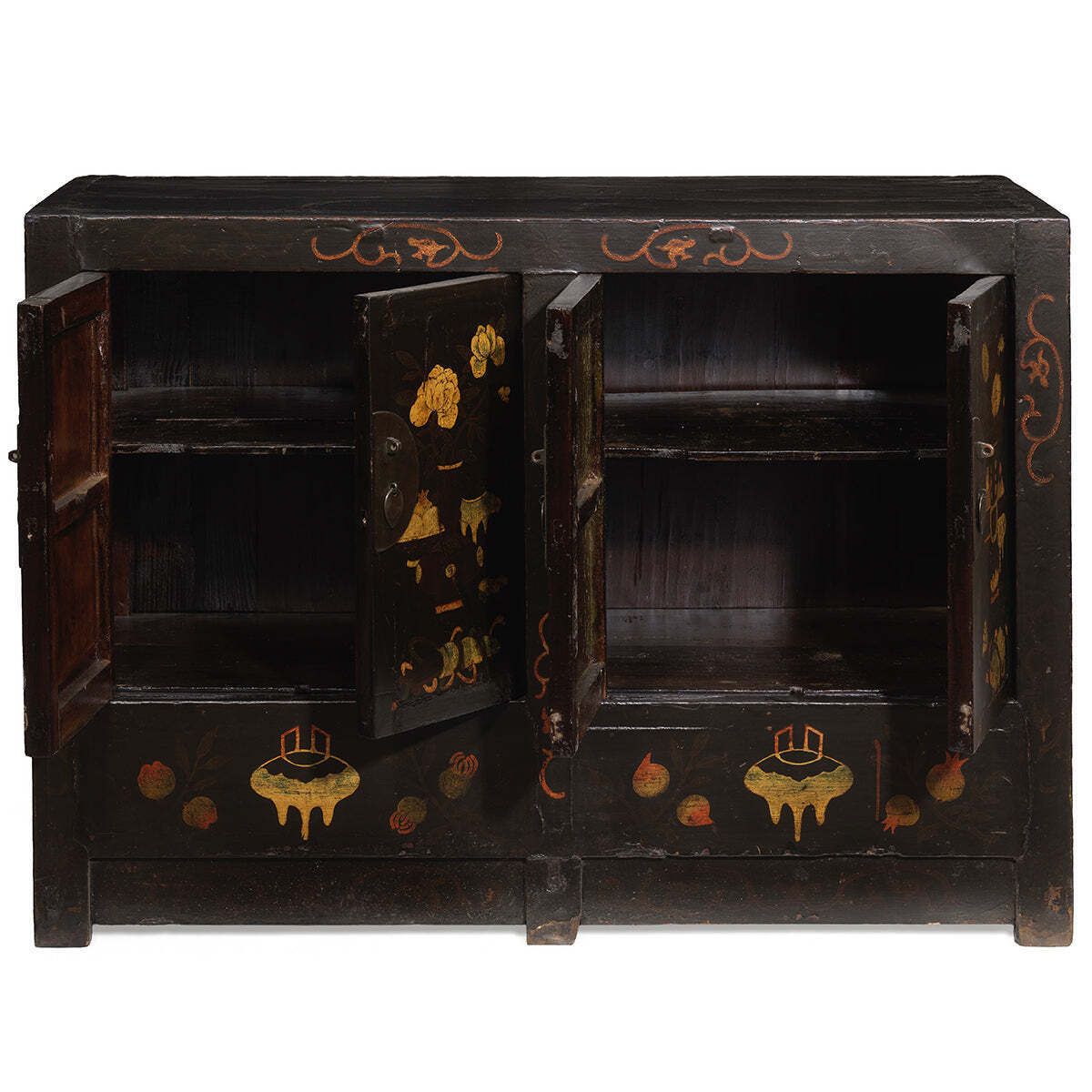 Black Painted Double Cabinet With Curios photo Furniture