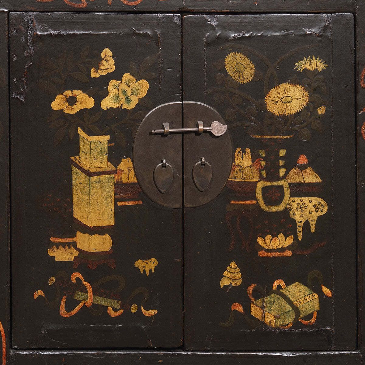 Black Painted Double Cabinet With Curios photo buy