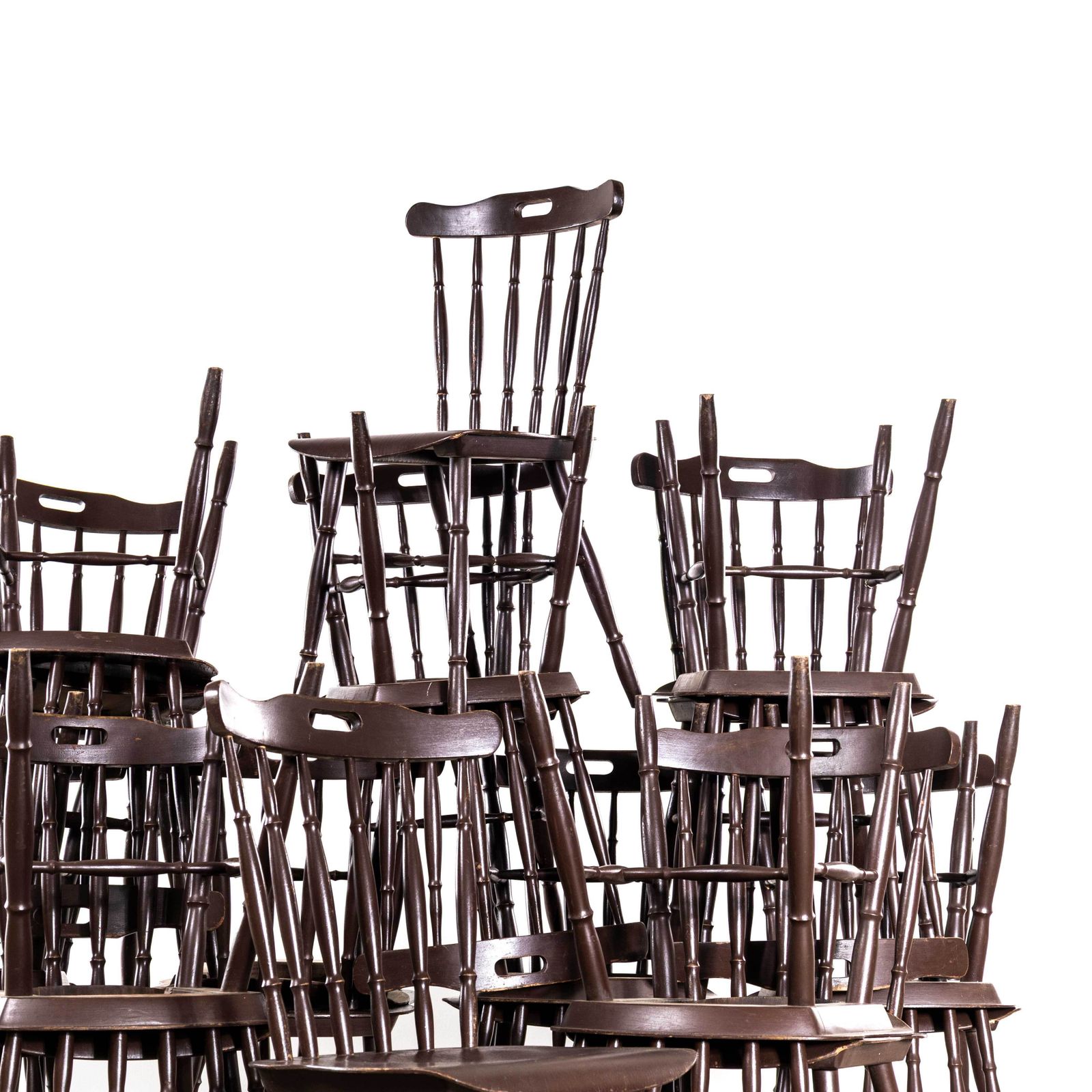 photo for sale 1950's Turned Coloured Spindle Back Dark Dining Chair   Set Of Four