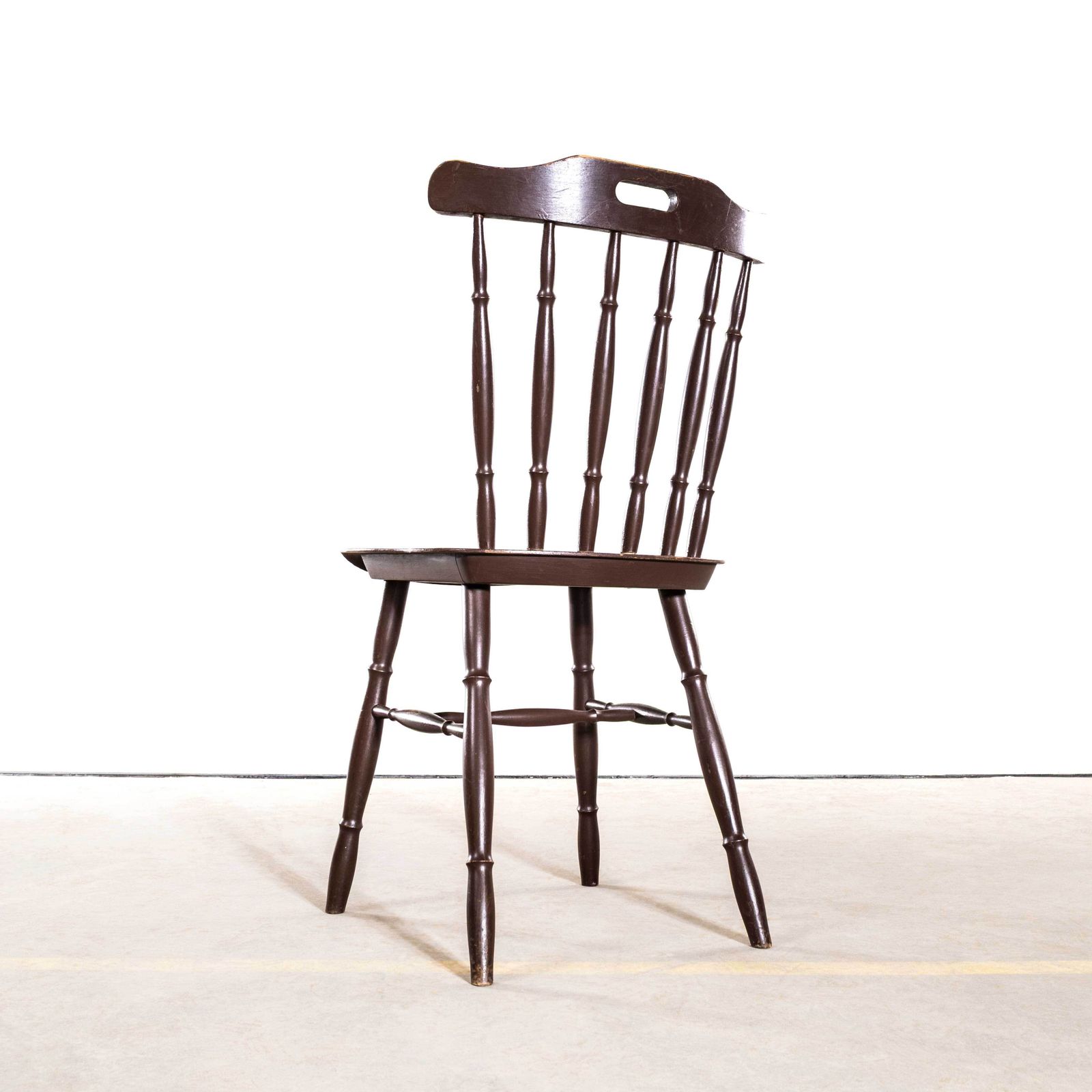 photo furniture 1950's Turned Coloured Spindle Back Dark Dining Chair   Set Of Six