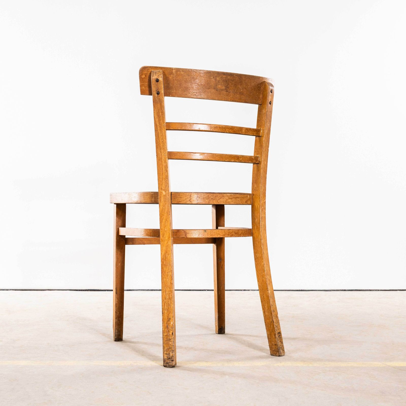 660.0 1960's Honey Two Step Ladder Backed Dining Chairs   Set Of Six photo