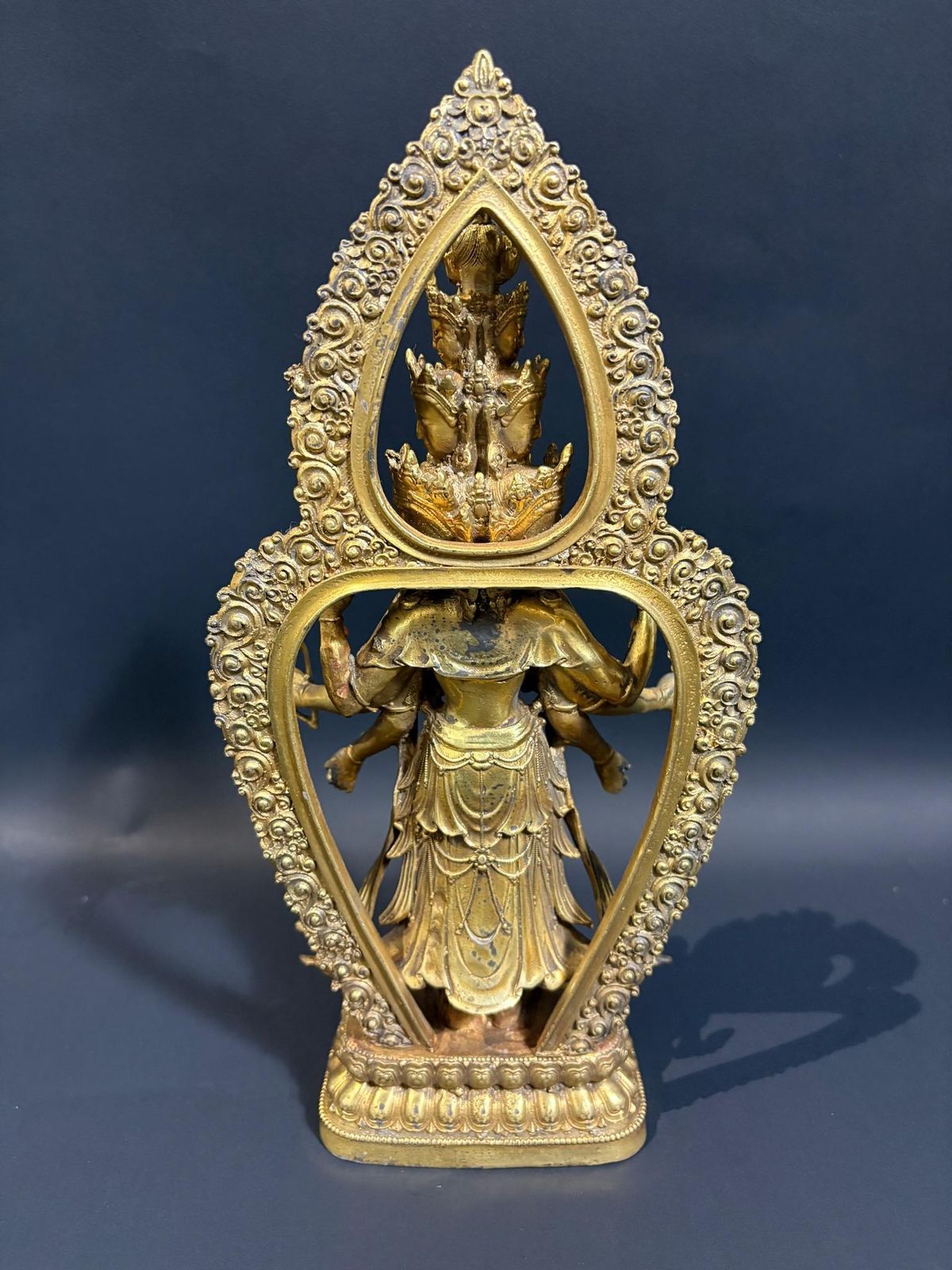Large Nepalese Gilt‑Brass Avalokiteshvara With Torana, C. 1970–1990 photo furniture